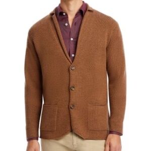 Peter Millar Anderson Merino Cardigan Sweater - Turbinado (Medium) (Brown)